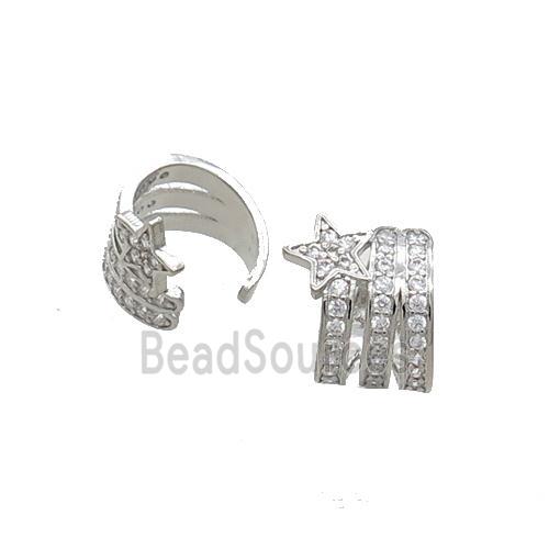 Copper Clip Earring Pave Zircon Platinum Plated