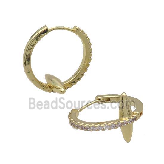 Copper Hoop Earring Pave Zircon Gold Plated