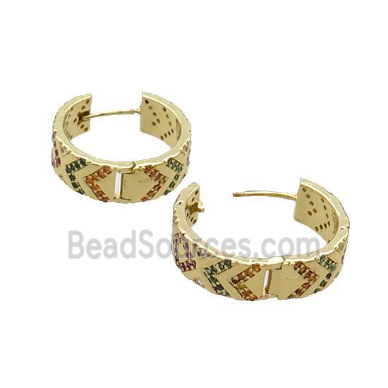 Copper Hoop Earring Pave Zircon Gold Plated