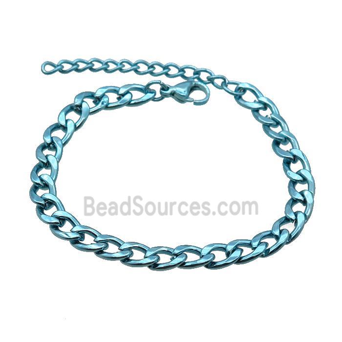 Copper Chain Bracelet PeacockGreen Lacquered