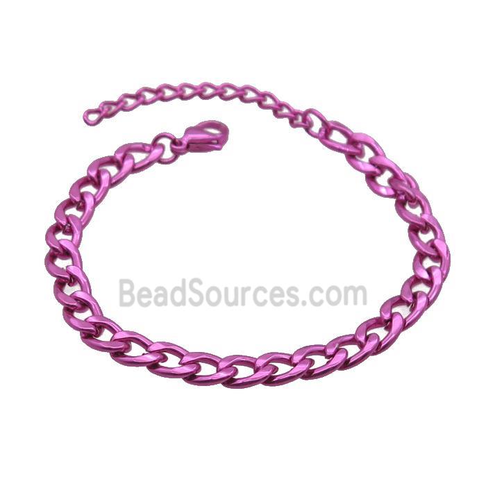 Copper Chain Bracelet HotPink Lacquered