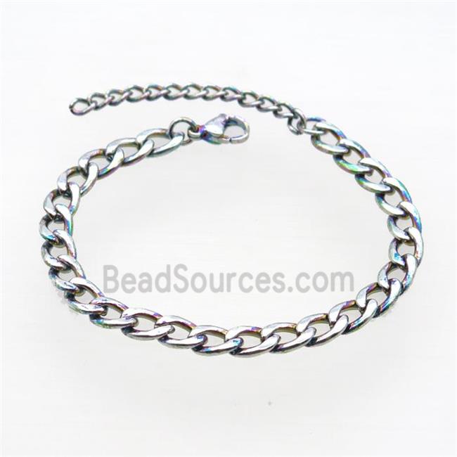 Copper Chain Bracelet Rainbow Lacquered Platinum Plated