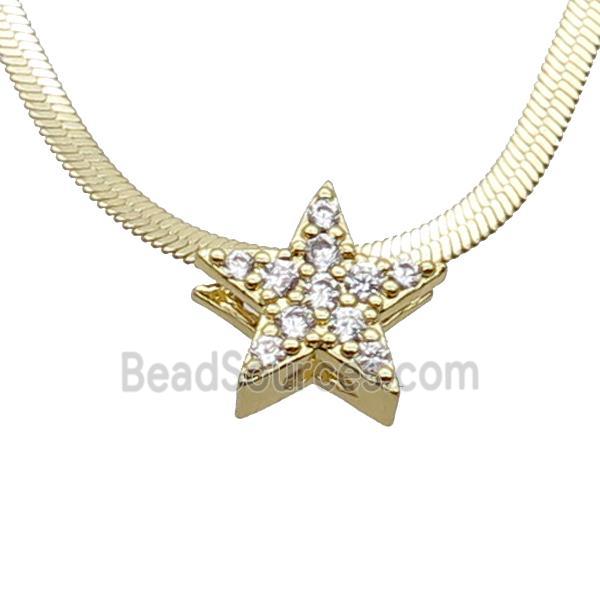 Copper Necklace Pave Zircon Star Gold Plated