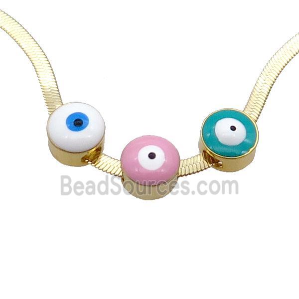 Copper Necklace Evil Eye Enamel Snake Gold Plated