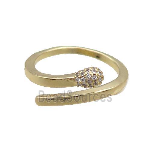 Copper Ring Pave Zircon Snake Gold Plated