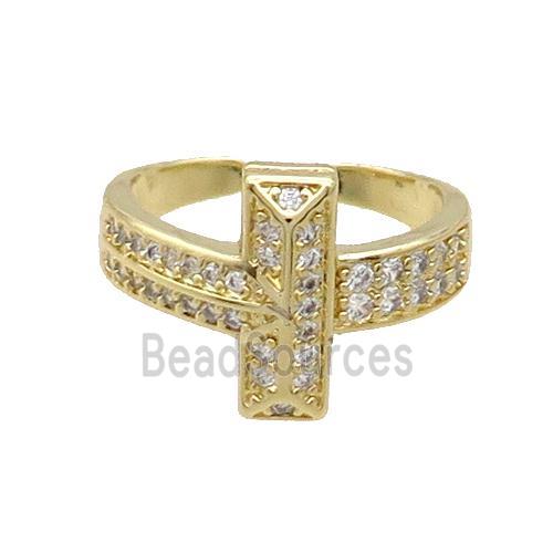 Copper Ring Pave Zircon Gold Plated