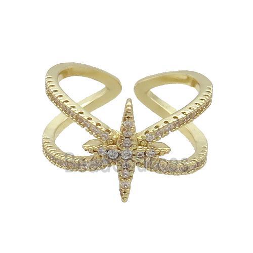 Copper Ring Pave Zircon Gold Plated