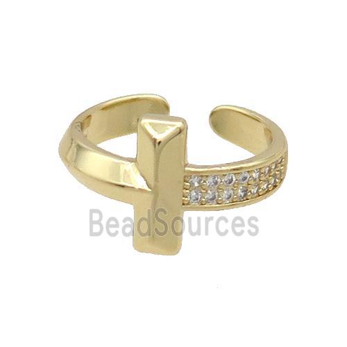 Copper Ring Pave Zircon Cross Gold Plated