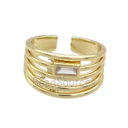 Copper Ring Pave Zircon Gold Plated