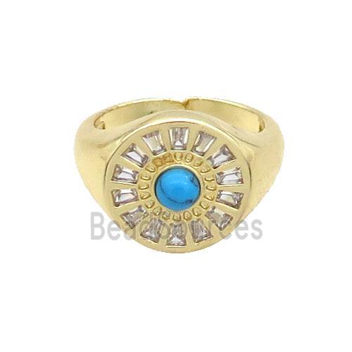 Copper Ring Pave Zircon Gold Plated