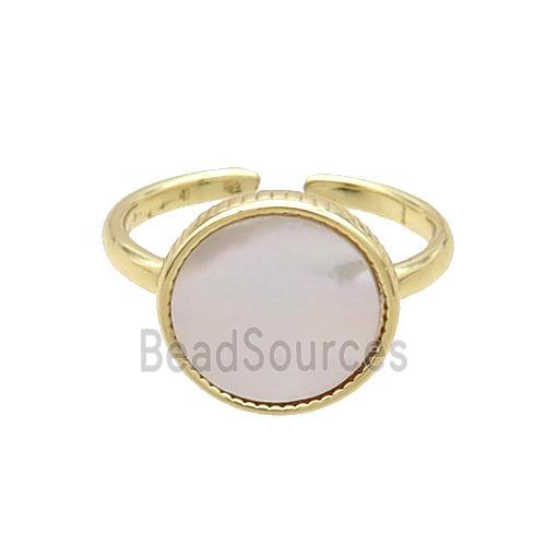 Copper Ring Pave Shell Gold Plated