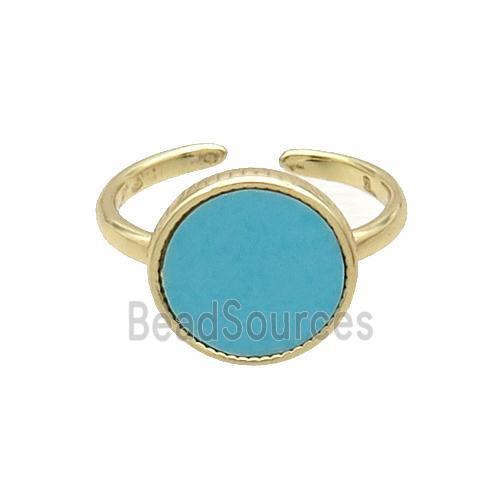 Copper Ring Pave Turquoise Gold Plated