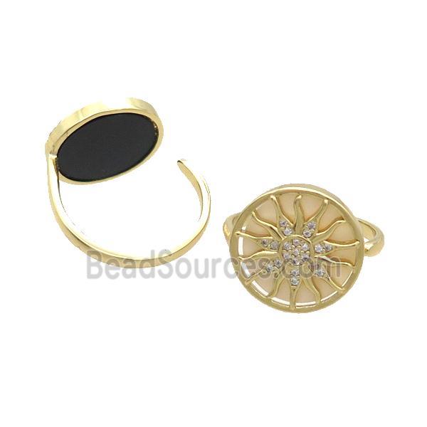 Copper Ring Pave Shell Zircon Sun Gold Plated