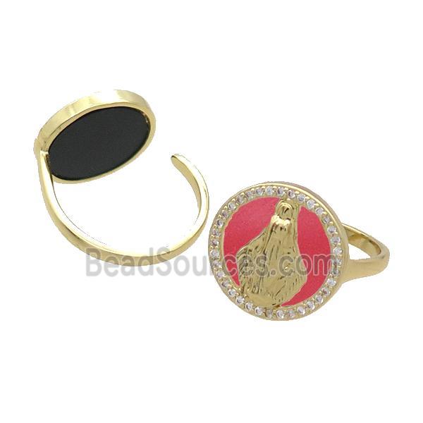 Copper Ring Pave Agate Zircon Mary Gold Plated