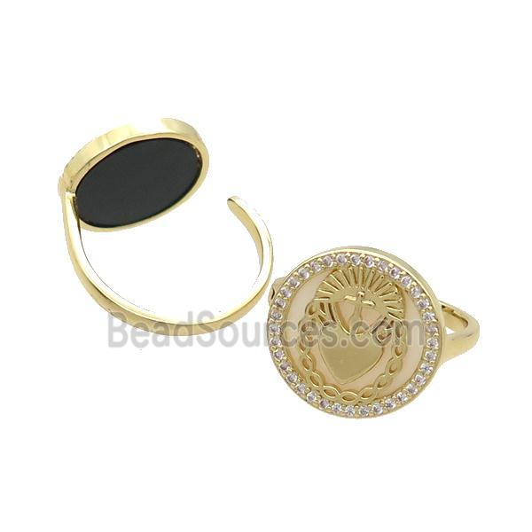 Copper Ring Pave Shell Zircon Gold Plated