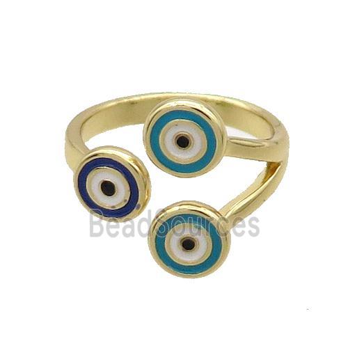 Copper Ring Enamel Evil Eye Gold Plated