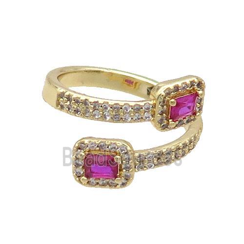 Copper Ring Pave Zircon Hotpink Crystal Gold Plated