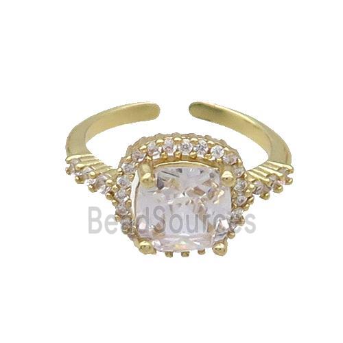 Copper Ring Pave Zircon Clear Crystal Gold Plated