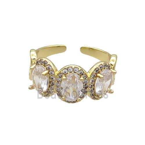 Copper Ring Pave Zircon Clear Crystal Gold Plated