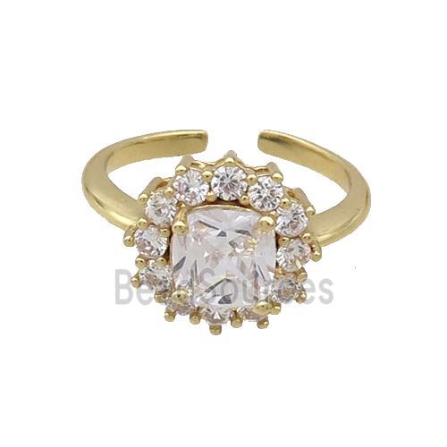 Copper Ring Pave Zircon Clear Crystal Gold Plated