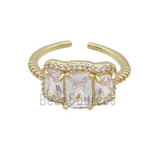 Copper Ring Pave Zircon Clear Crystal Gold Plated