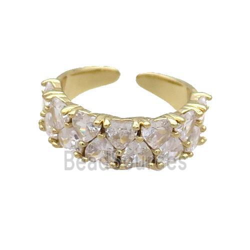 Copper Ring Pave Clear Crystal Gold Plated