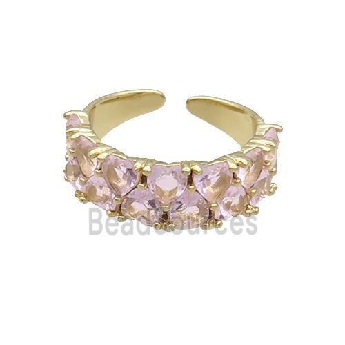 Copper Ring Pave Pink Crystal Gold Plated