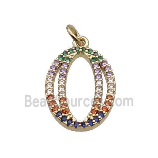 Copper Number-0 Pendant Pave Zircon Gold Plated