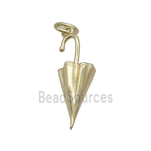 Copper Umbrella Charm Pendant Gold Plated