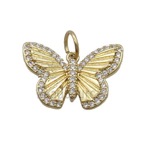 Copper Butterfly Pendant Pave Zircon Gold Plated