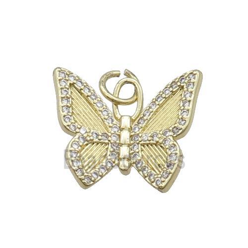 Copper Butterfly Pendant Pave Zircon Gold Plated