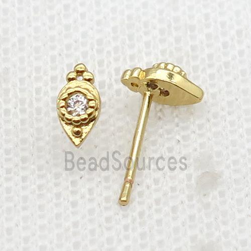 Copper Stud Earring Pave Zircon Gold Plated