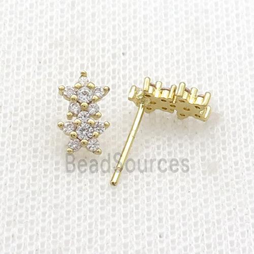 Copper Stud Earring Pave Zircon Star Gold Plated