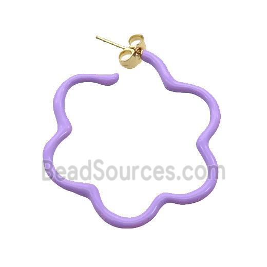 Copper Stud Earring Lavender Lacquered Gold Plated