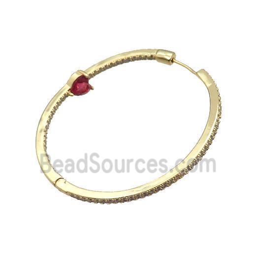 Copper Hoop Earring Pave Zircon Gold Plated