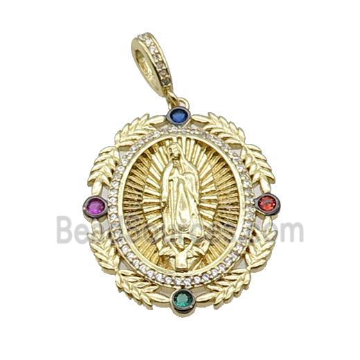 Copper Jesus Pendant Pave Zircon Religious Gold Plated