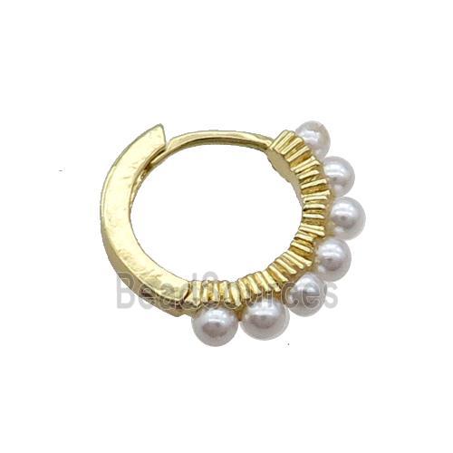 Copper Hoop Earring With Pearlized Glass Gold Plated