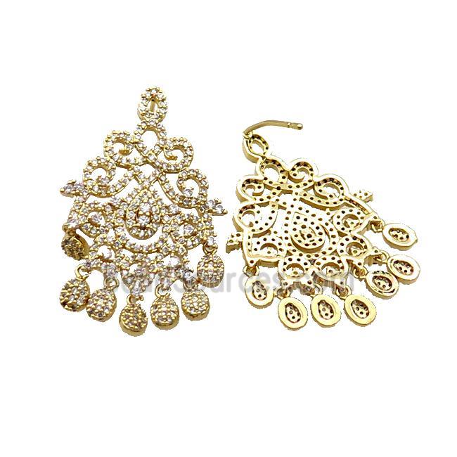 Copper Stud Earring Pave Zircon Gold Plated