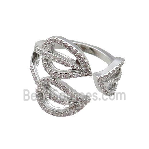 Copper Ring Pave Zircon Platinum Plated