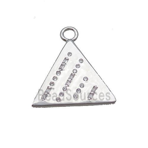 Copper Triangle Pendant Pave Zircon Platinum Plated