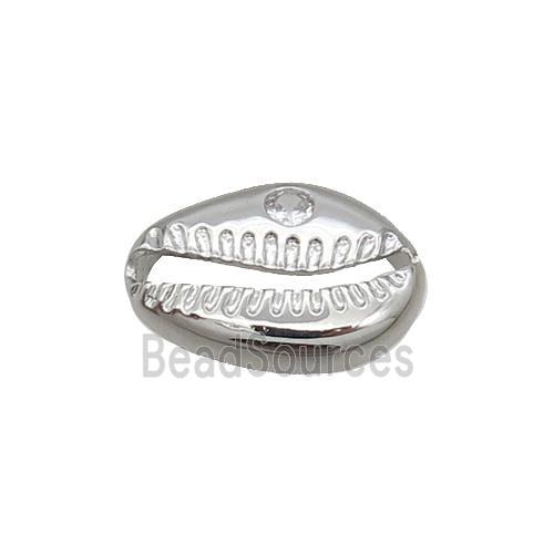 Copper Conch Connector Pave Zircon Platinum Plated