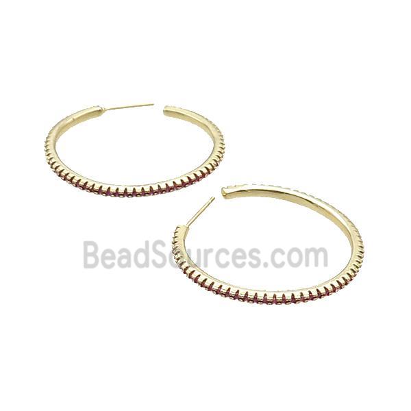 Copper Stud Earring Pave Zircon Circle Gold Plated