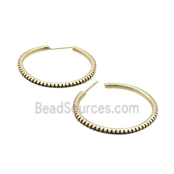 Copper Stud Earring Pave Zircon Circle Gold Plated