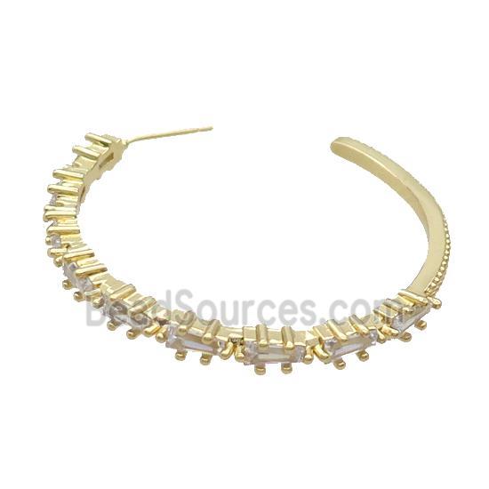 Copper Stud Earring Pave Zircon Gold Plated