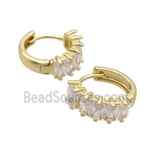 Copper Hoop Earring Pave Zircon Gold Plated