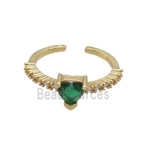 Copper Rings Pave Green Zircon Gold Plated