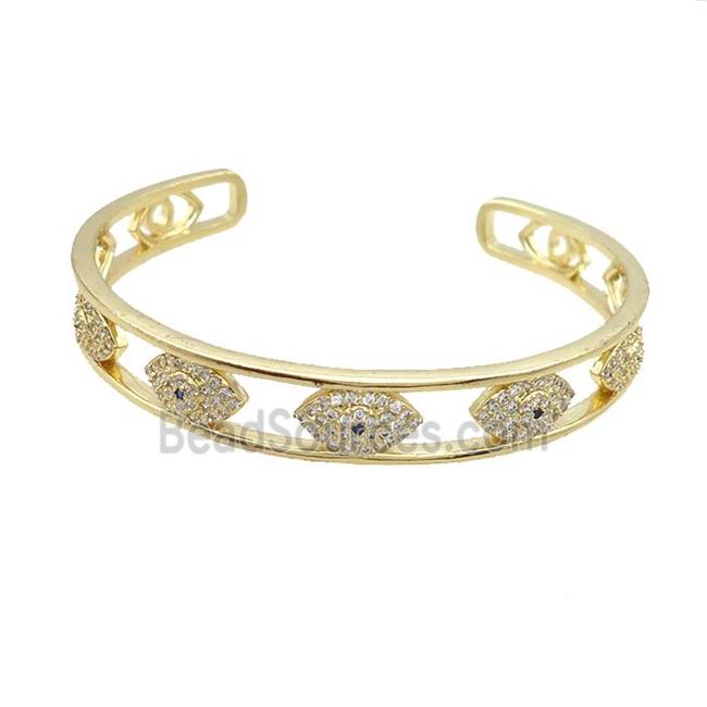 Copper Bangle Pave Zircon Eye Gold Plated