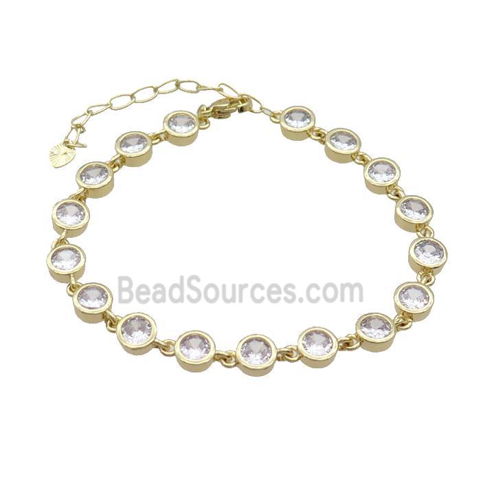 Copper Bracelets Pave Zircon Circle Gold Plated