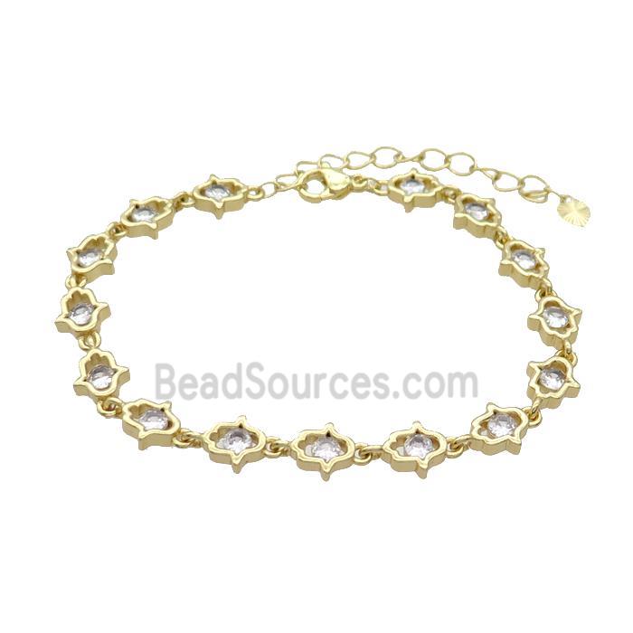 Copper Bracelets Pave Zircon Hand Gold Plated