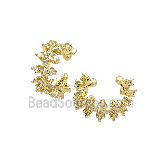 Copper Clip Earring Pave Zircon Gold Plated